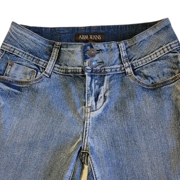 ABM Jeans -Low Rise Skinny Double Button Fly Slightly Distressed Jeans - SZ 7 - Picture 6 of 14